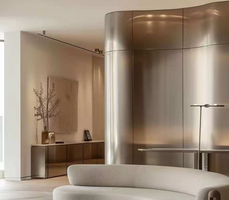 Service 23 High gloss metal PET WPC wall panel for commercial architectural wall applications