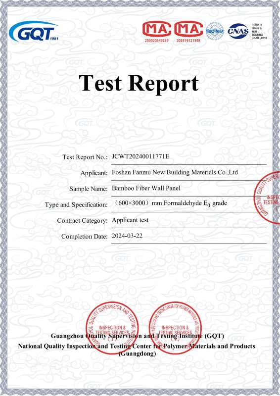 Low formaldehyde emission certification for eco friendly WPC wall panel materials