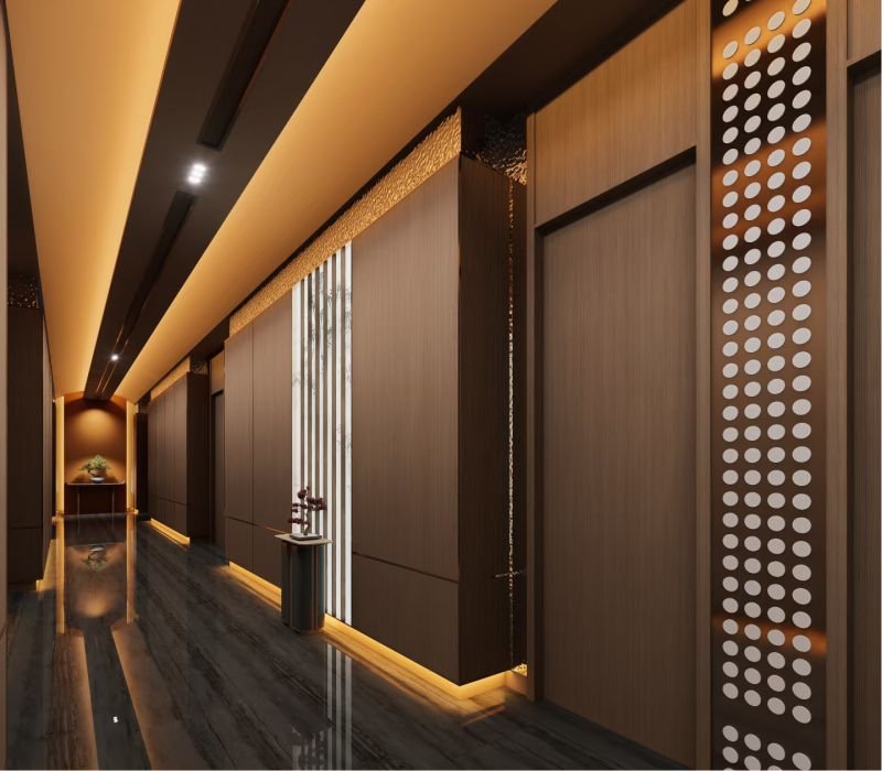 Service 12 Luxury wood grain WPC wall panel for hotel and hospitality interior wall decoration