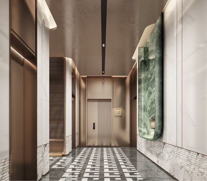 Service 26 Modern metal PET WPC wall panel applied in office and commercial feature wall decoration