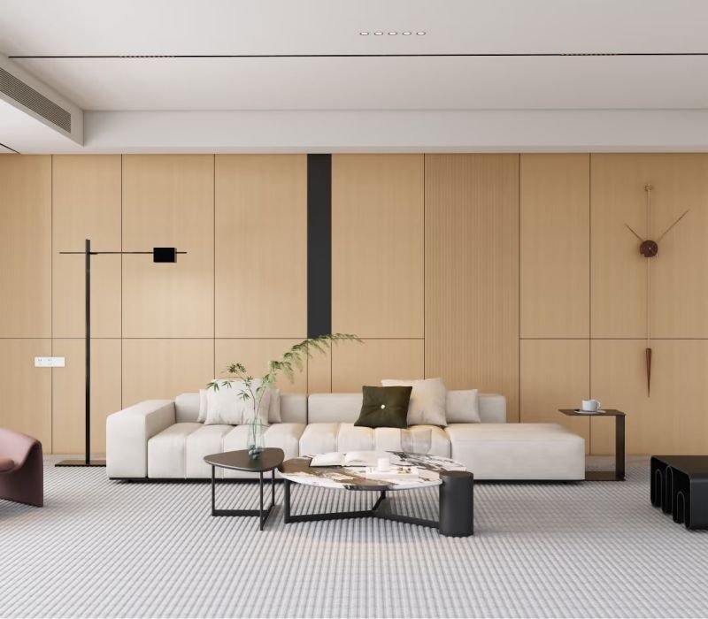 Service 14 Natural wood grain WPC wall panel used in modern living room interior wall decoration