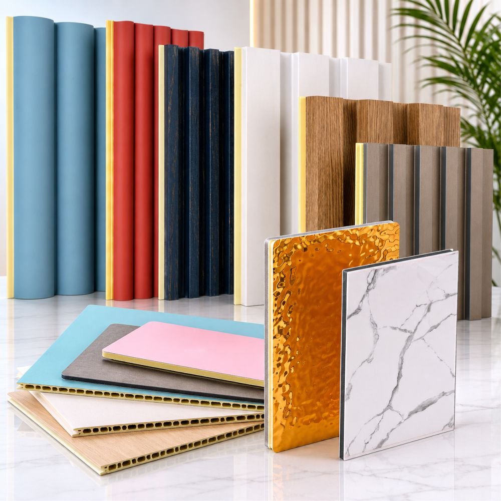 Interior Wall Panels Collection Interior Decorative Wall Panels Collection Featuring Carbon Crystal Wall Panels, WPC Fluted Wall Panels, Bamboo Wood Fiber Wall Panels and WPC Anti-collision Wall Panels
