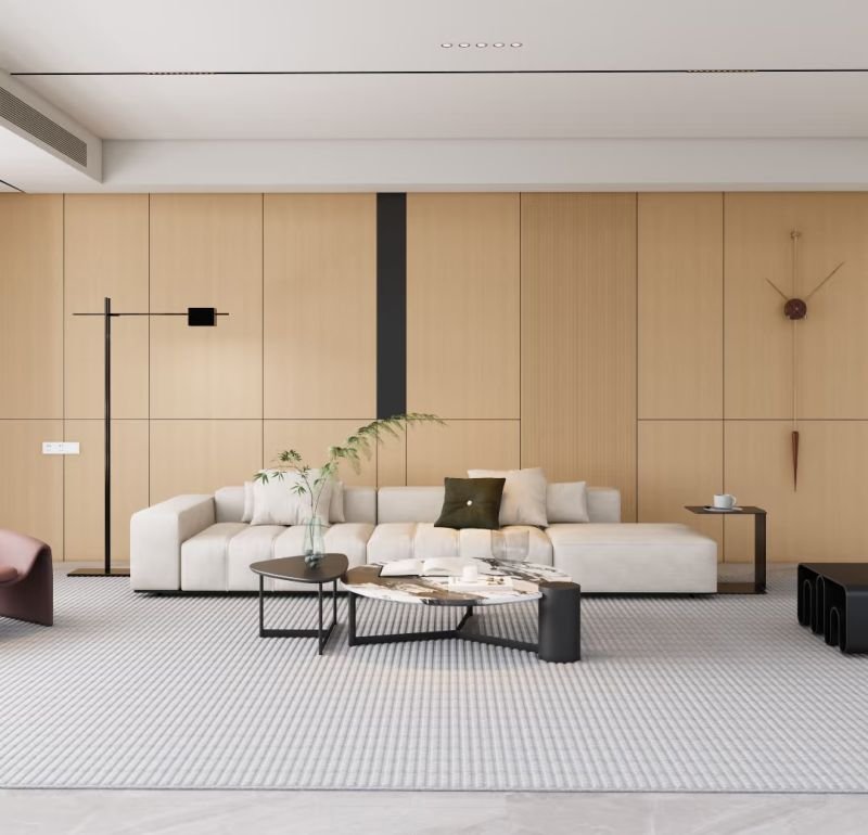Carbon crystal wall panel application in modern residential apartment interior wall decoration