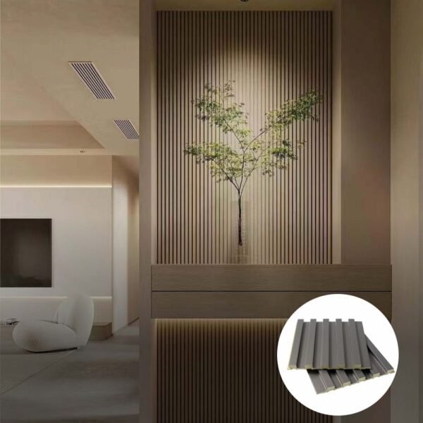solid-core-wpc-fluted-wall-panel-pur-laminated-finish Solid Core WPC Fluted Wall Panel with PUR Laminated Finish