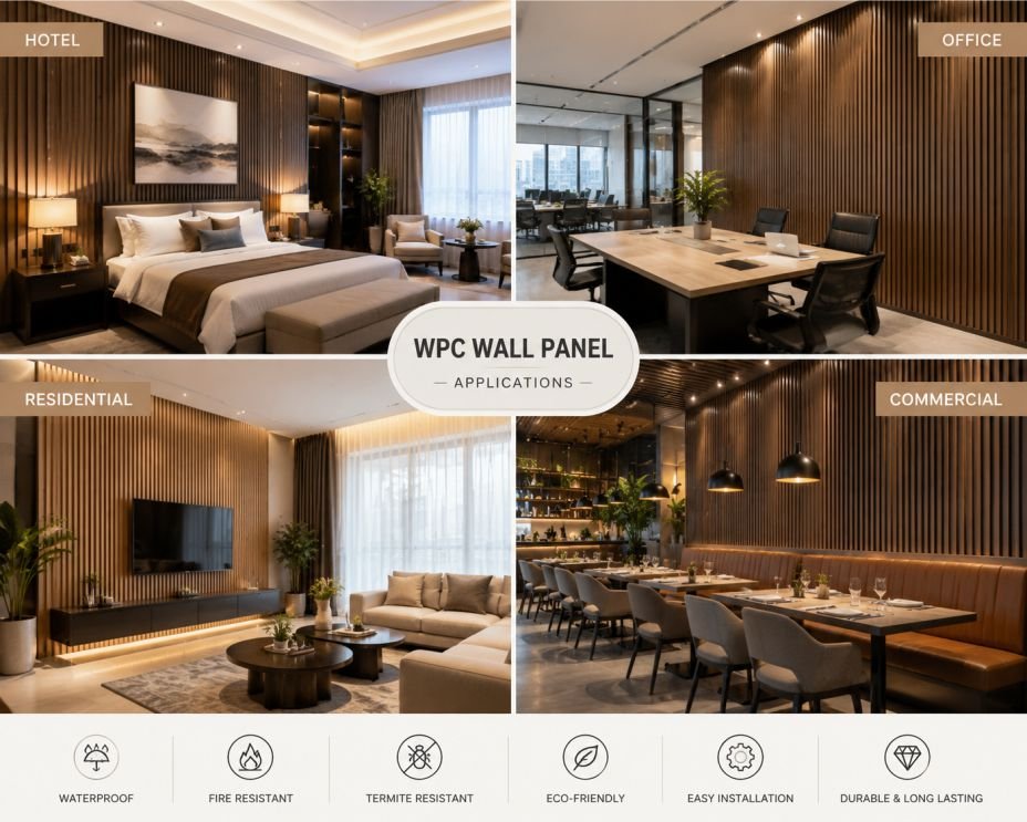 Wholesale WPC Wall Panels: 12 Benefits for Global Buyers in 2026 3 wholesale wpc wall panels bulk order applications in hotel office residential and commercial interior wall decoration projects