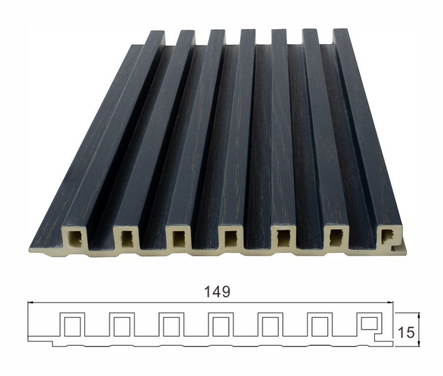 WPC fluted wall panel manufacturer 149x14mm panel cross section and technical specification