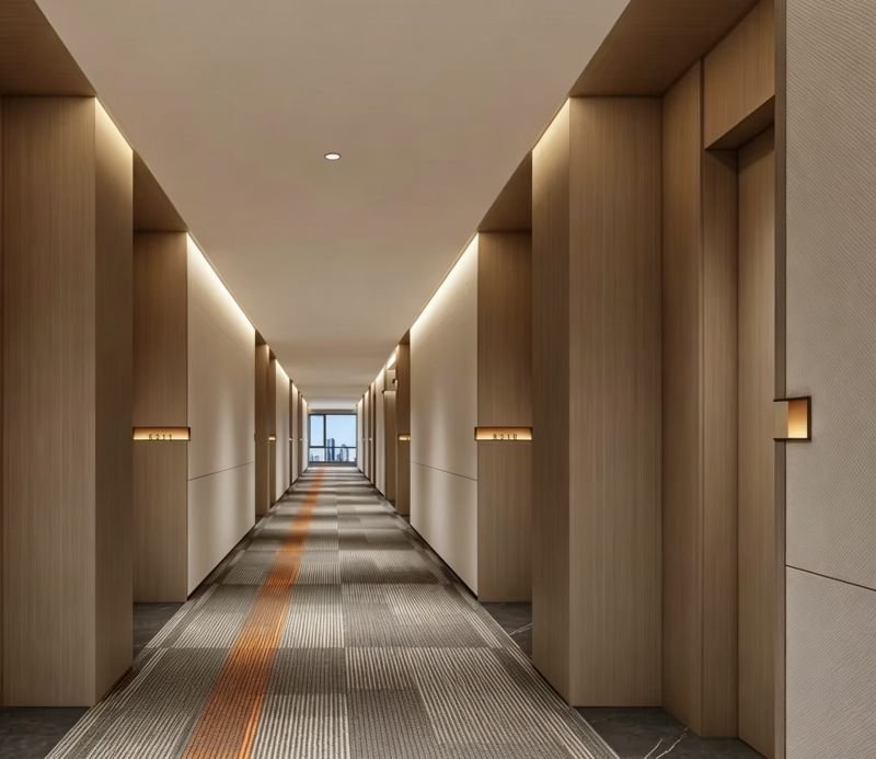 WPC Anti Collision Wall Panel used for hotel corridor wall protection