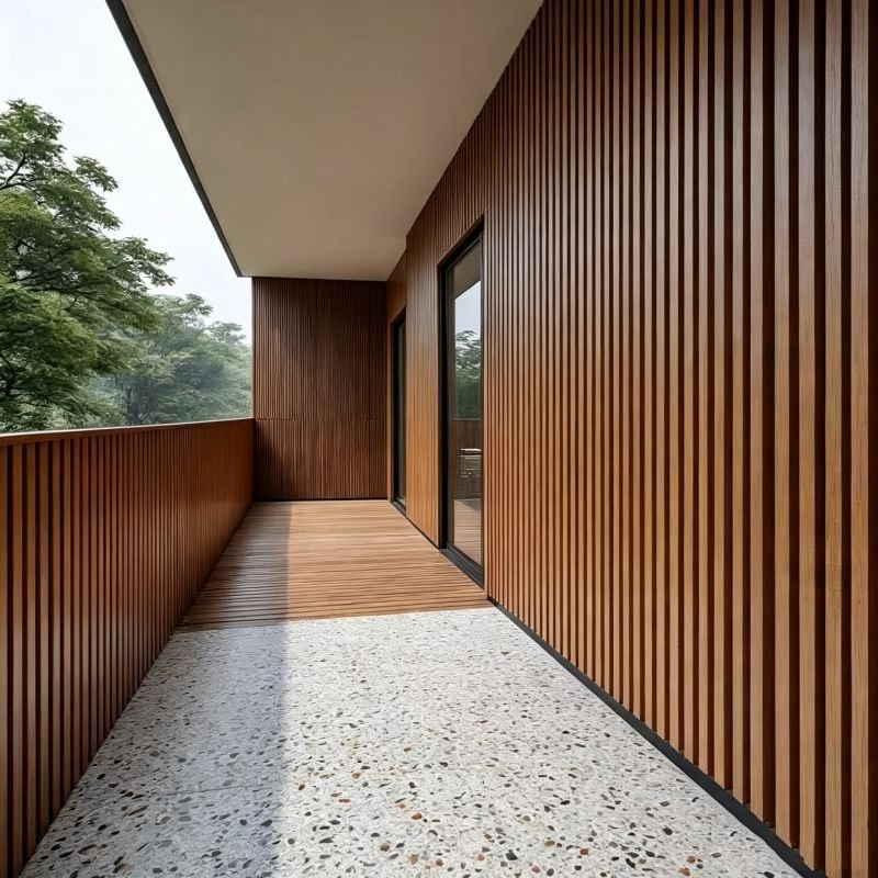 Hotel exterior wall using WPC exterior wall cladding panels