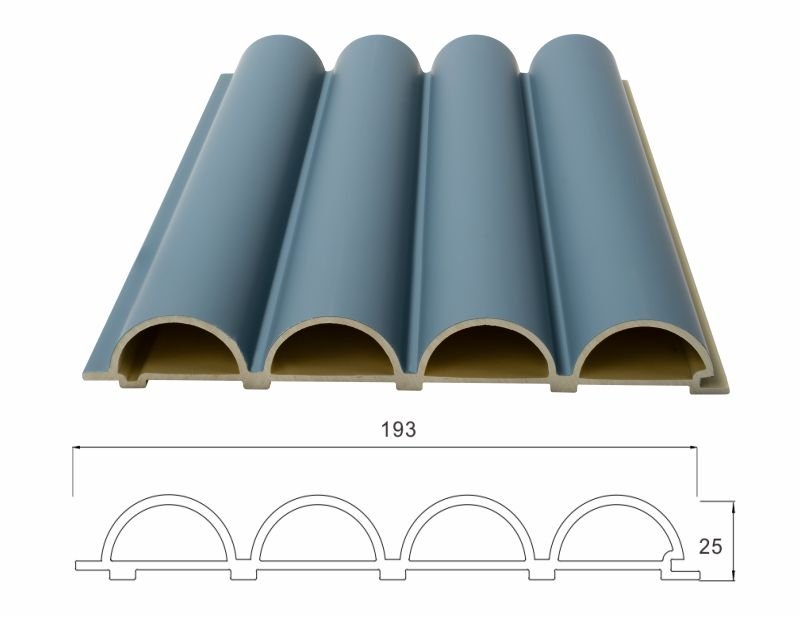 Wood Plastic Composite Wall Panel cross section structure with 193mm width and 25mm thickness
