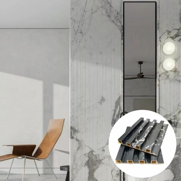 wpc-fluted-wall-panel-for-villa-interior-project WPC Fluted Wall Panel for Villa Interior project with modern marble finish wall decoration for luxury residential spaces
