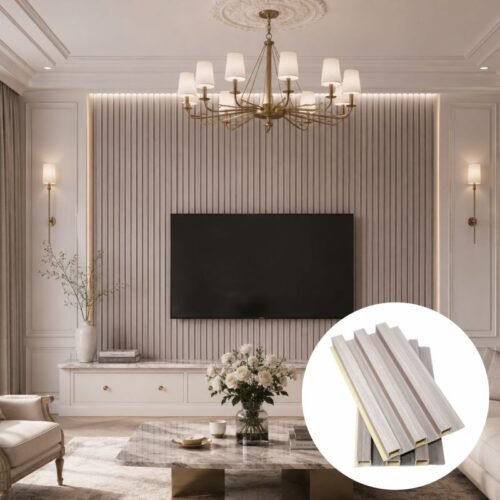 Living Room Interior Decoration with WPC Fluted Wall Panel