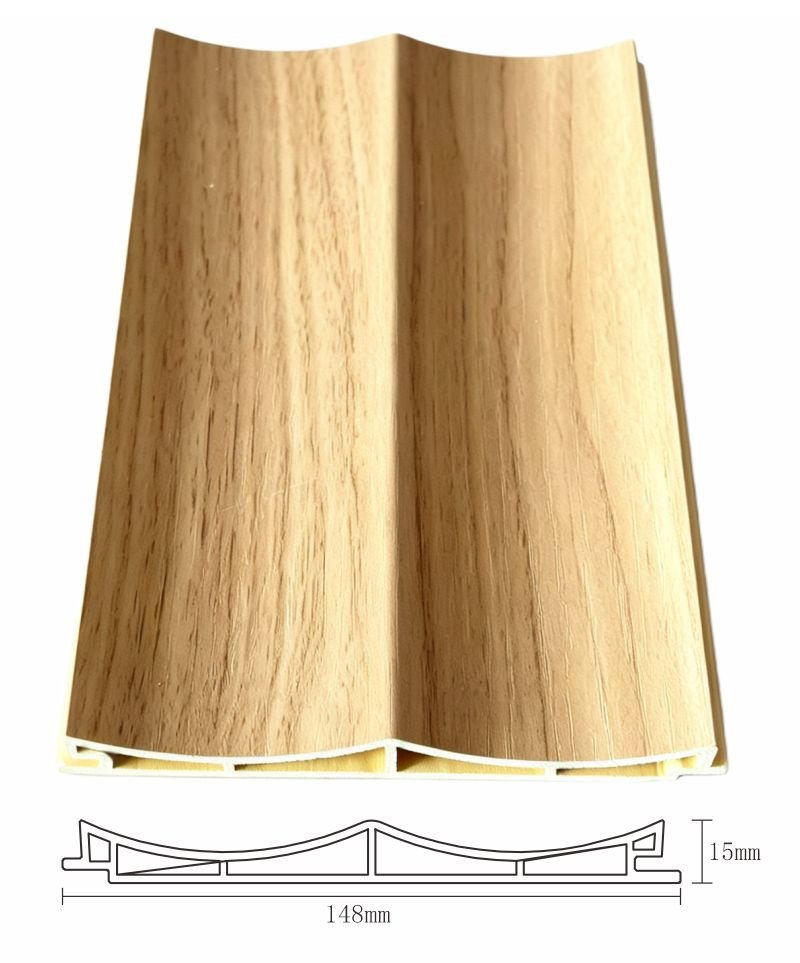 148 × 15 mm hollow Wave WPC Wall Panel showing its curved surface and cross-section