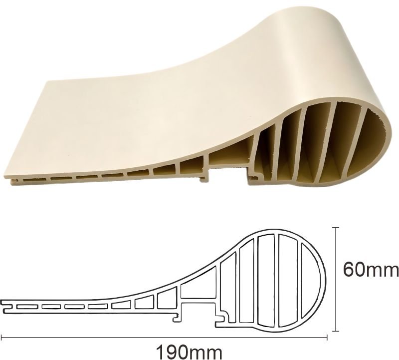 190x60mm WPC Fluted Wall Panel Edge Trim for Background Wall 2 190x60mm WPC fluted wall panel edge trim cross section